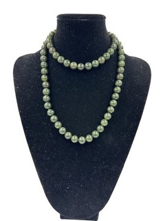 Jade Halskette grün Perlenkette Edelstein Schmuck Vintage