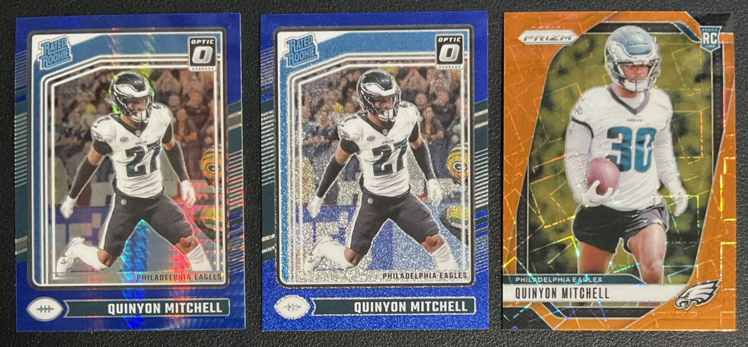 2024 Panini Optic - Rated Rookie Quinyon Mitchell #282 Blue Glitter Prizm RC