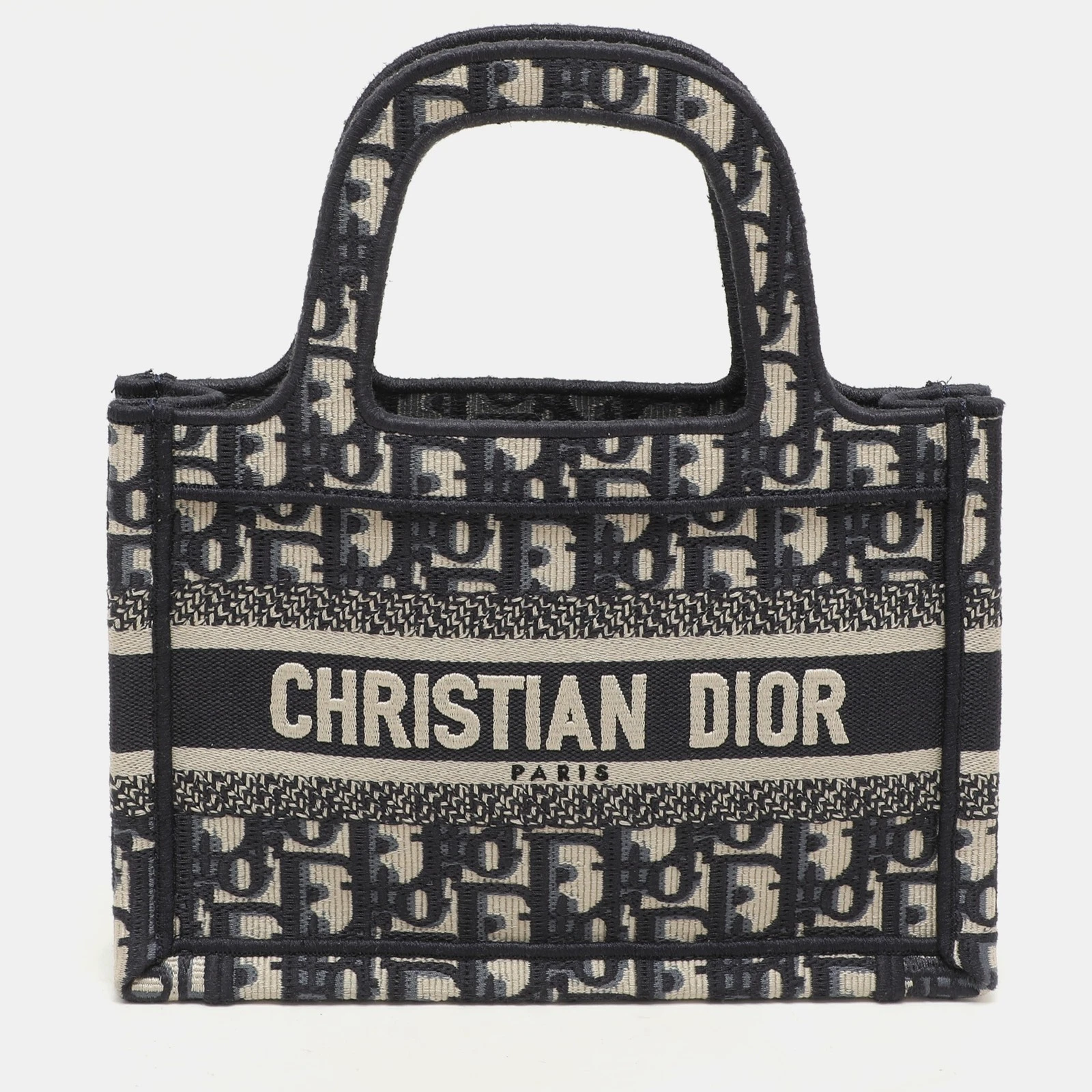 Mini fourre tout Dior en toile oblique bleu marine
