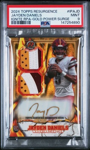 4890 Jayden Daniels 2024 Topps Resurgence #IPA-JD Gold Patch Auto RC /50 PSA 9