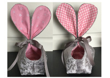 Handmade Adorable Easter Basket with Bunny Ears x 2 NEW
