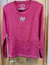 Women’s Life Is Good Long Sleeve Snowflake T-shirt Deep Red Size Medium