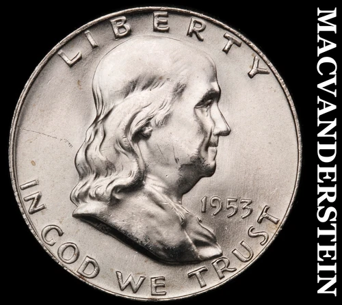 1953-D Silver Franklin Half Dollar - FBL - Choice Gem Brilliant Unc+++  #G9004