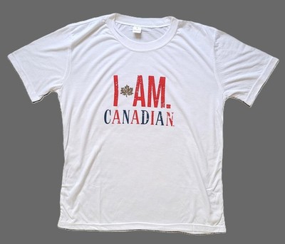 I Am Canadian Graphic T-Shirt Men's Large White with Maple Leaf - NEW