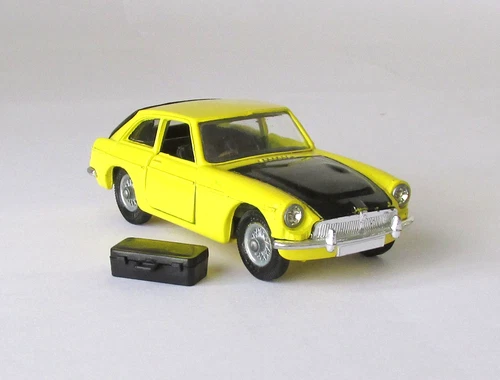 Vintage Corgi #345 MGC GT with Suitcase Jeweled Headlights NEAR MINT 1969