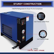 134CFM Refrigerated Air Dryer 20HP/30HP Compressor 115V 1 Phase Industrial