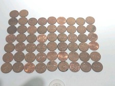 Lot of 56 Canadian One Cent Pennies 1950 Thru 1978  Maple Leaf Bundle Nice