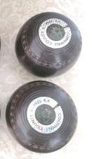 Henselite Bowls Set Supergrip Cornwall County Bowls Club X2 Pair Size 5