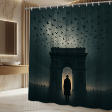 Elegant Black Shower Curtain with Modern Design and Waterproof Fabric