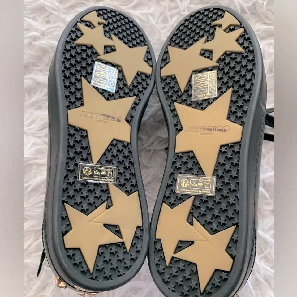 RRP US$950 NEW Jimmy Choo women black leather low top sneakers US7 EU37 - Image 4 of 4