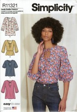 Simplicity R11321 V-Neck & Keyhole Tops, Tunics w Sleeve Options Sz 6-14 S9469