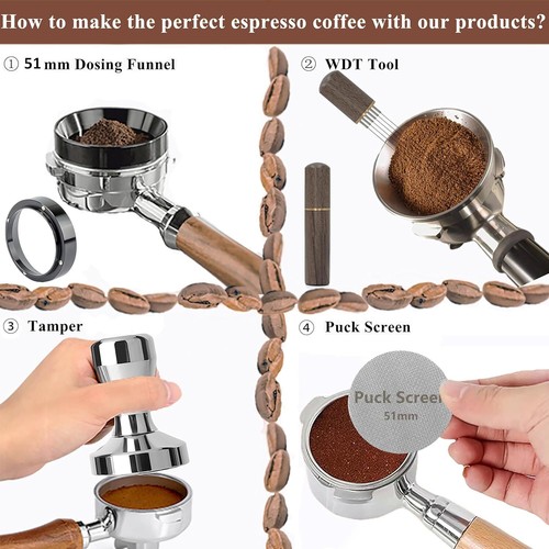 51mm Espresso Tamper Set – Coffee Accessories Kit Dosing Funnel & Puck Screen - Picture 6 of 11