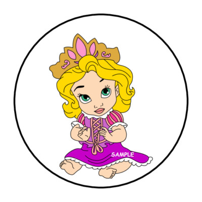 30 BABY PRINCESS STICKERS ENVELOPE SEALS LABELS 1.5'' ROUND FAVORS CUSTOM