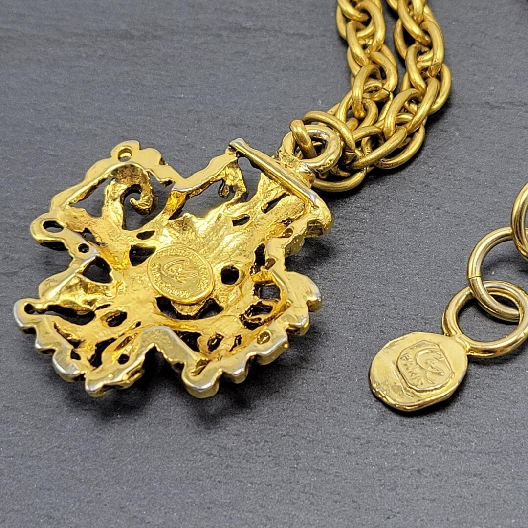 【希少】Christian Lacroix ヴィンテージネックレス ロゴ クロス Christian Lacroix Vintage Gold Logo Cross Pendant Necklace