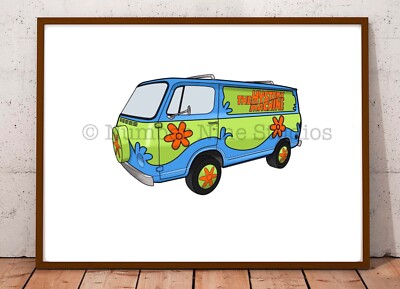 Scooby Doo Mystery Machine Colour Edition Illustration, Qualität, signiert vom Künstler.