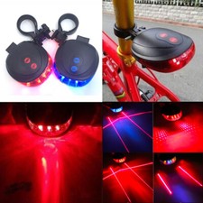 LED Bicycle Rear Tail Light 2 Laser 5 LED Flashing Bike Cycling Safety Warning S