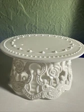 Plastic Cake Top WHITE Base stand Rose design 4.5" x 2.25" Pack Of 6