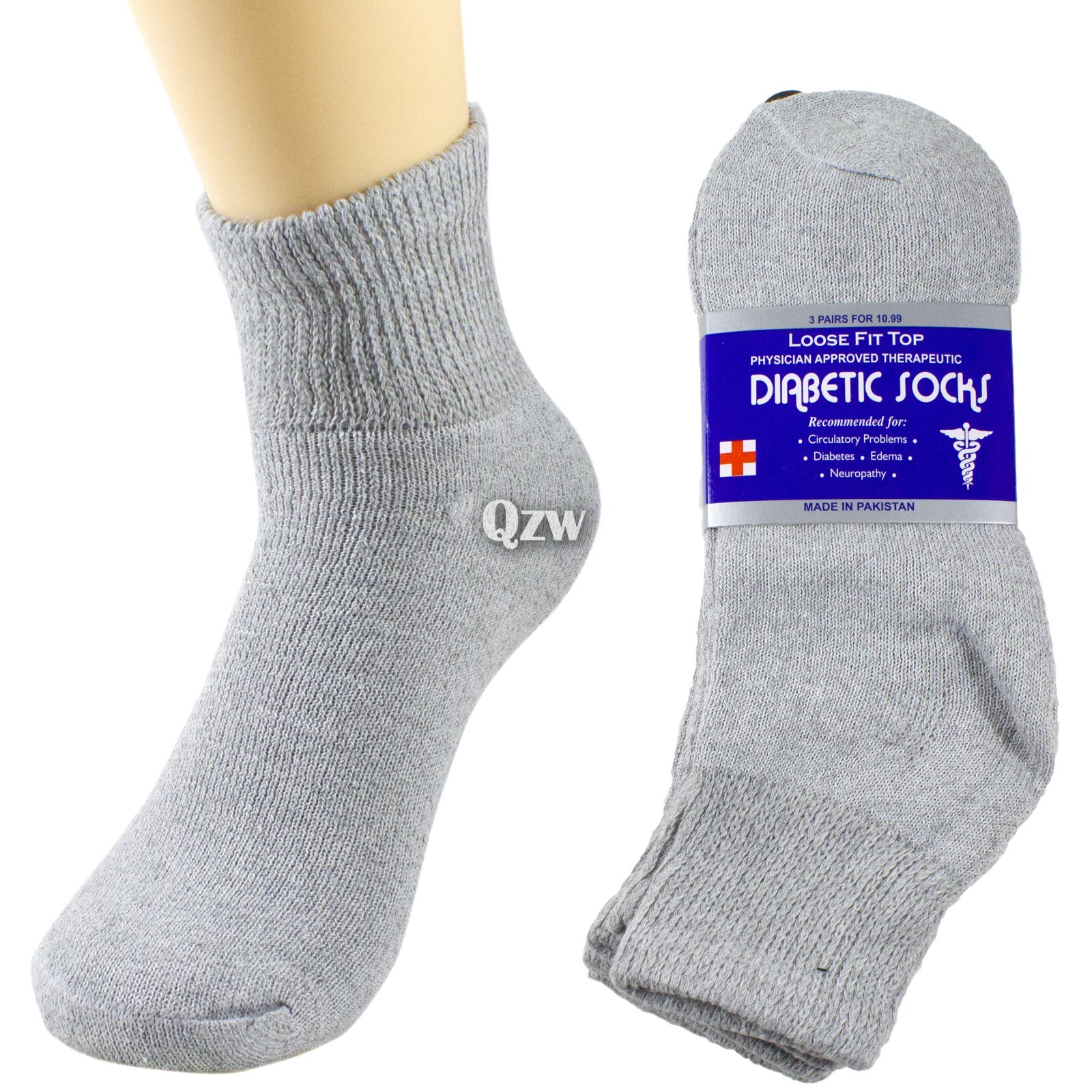 3 6 12 Pairs Men Women Circulatory Health Diabetic Crew Socks 9-11 10