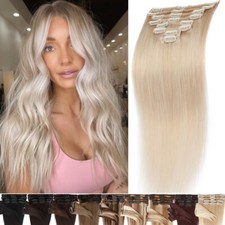 Long-Short 100% Human Hair Etensions Clip In Real Remy Hair Full Head/Ombre/Ashy