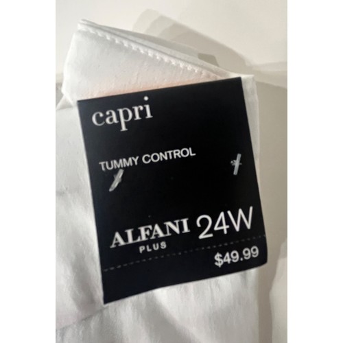 Pantalones capri Alfani talla grande control de barriga, blanco brillante, 24 W - Imagen 7 de 9