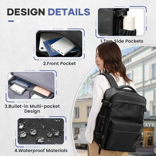 Vacuum Compression Cabin Purple Backpack 15.6” Laptop Bag Ryanair 40x20x25 Bag - Picture 2 of 5