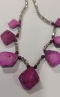 Pink Quarts Crystal Geode Rock and Metal Bead Necklace 18 i" with lock #116 — photo 10