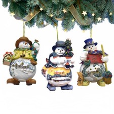 Ashton-Drake Memories of Christmas Snowman Ornament Issue #6 - Thomas Kinkade 4"