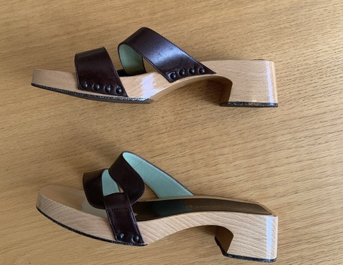 Sandalias Sigerson Talla 11 Mulas Deslizantes, Hechas en Italia Tacón de Madera en Excelente |