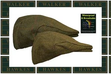 Walker & Hawkes Uni-sex Derby WATERPROOF Branded Hat Tweed Flat Cap Country Hat