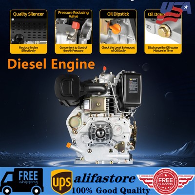 10HP 4 Stroke Diesel Engine Heavy Duty Single Cylinder 25 mm Shaft Air-Cooled