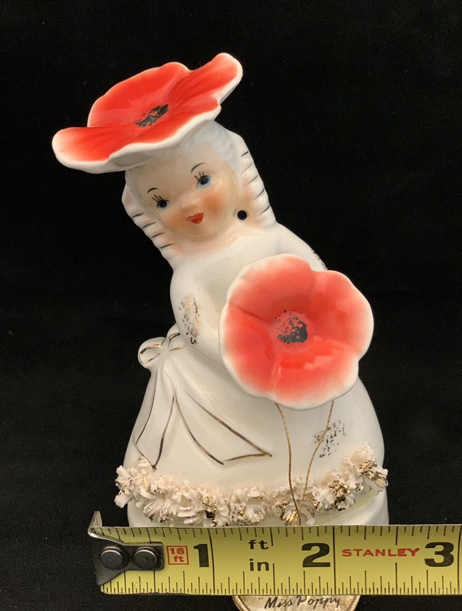 Vintage Napco Miss Poppy Flower Of the Month Girl. A2659 Japan