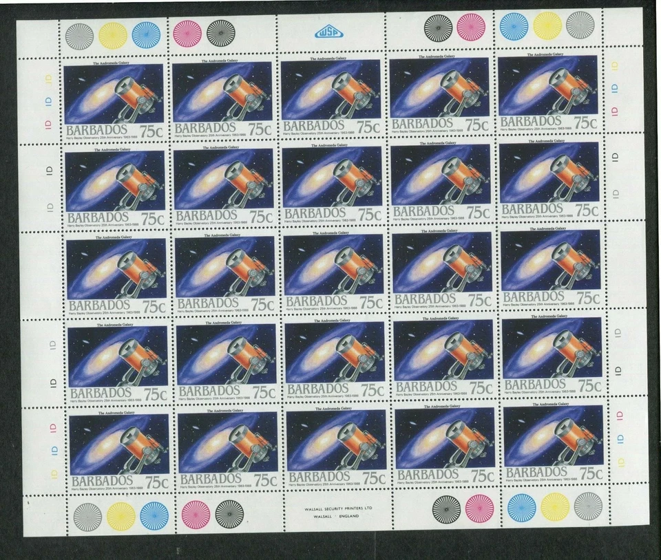 1988 Barbados Postage Stamps #735-738 Full Sheets Set- Harry Bayley Obsveratory - Image 3 of 4