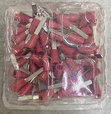 BM 00153 Blade Pin Insulated Lug 0.25-1.5mm2/22-16 AWG , Red, 100 Pc's Per Pkt