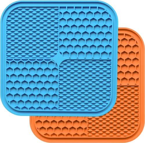 2 Pck Large Licking Mats for Dogs and Cats, Slow Feeder Lick Pad, Suction Cups