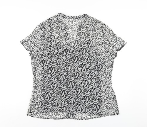 Wallis Womens Black Geometric Polyester Basic Button-Up Size 16 V-Neck - Picture 2 of 10