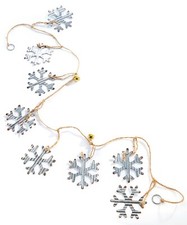 Christmas Silver Metal Snowflake Garland, for mantels, trees, windows  more NWT