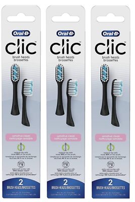 Oral B Clic Manual Toothbrush Heads 2 Pack Black Next Gen Cleaning Performance