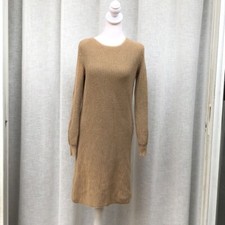 Ralph Lauren blue label tan cotton leather patch elbows sleeve sweater dress