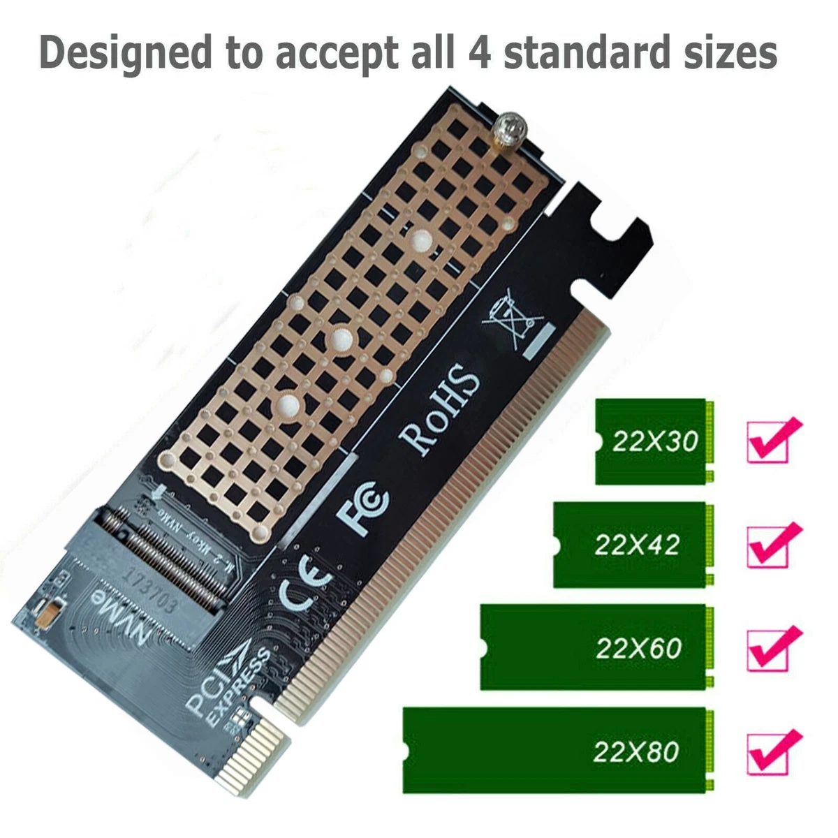 High Speed 32Gbps M2 PCI-E NVMe SSD to PCIe 3.0 X4/X8/X16 Adapter