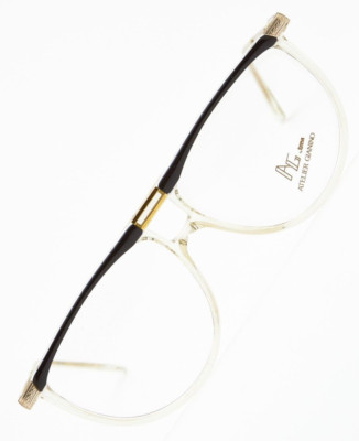 ATELIER GIANINO Black/Clear/Gold Butterfly Frame Glasses Vintage 80s Women
