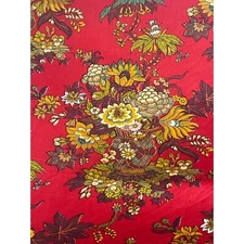 Vintage Cohama Fabric 6 Yards Red Gold Karachi Pattern Upholstery Asian Floral
