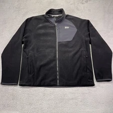 Rei Jacket Mens 2XL Black Alpenfire Fleece Tech Pocket Full Zip Polartec Outdoor