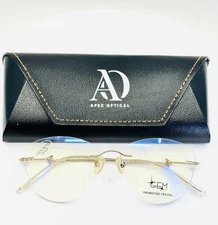 NEW GEM GEM 76C GLD Gold Womens Semi Cat Eye Rimless Eyeglasses 51-16-140 B:45