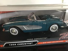 MOTORMAX 1:18 1958 CORVETTE DIECAST CAR TURQUOISE TIMELESS LEGENDS