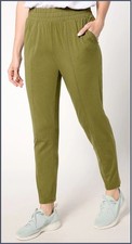 AnyBody Petite Cozy Knit Pull On Ankle Pant Size Small Elastic Waist Olive Green
