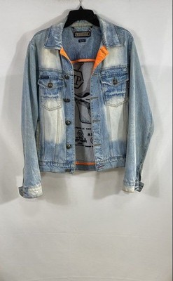 Philipp Plein Men's Texas Ranger Light Rush Distressed Skull Denim Jacket Sz M