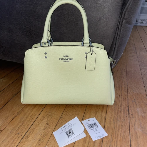 Borsa a tracolla Coach Crossgrain in pelle mini giglio 91146 lime pallido