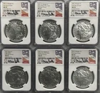 2021 Morgan & Peace Silver Dollar 6 Coin Set NGC MS70 FDOI P, D, S, O, CC, Peace