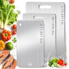 UFJEG Titanium Cutting Board Set of 3, Stainless Steel Cutting Boards, Non To...