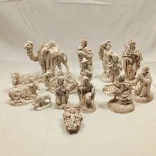 atlantic Mold Vintage Nativity Scene Set 15 PcCamel Sheep Joseph Mary Baby Jesus